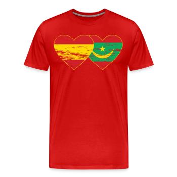 Spain Mauritania Flag Heart used - Men's Premium Organic T-Shirt - red - Front - Damien (186cm)