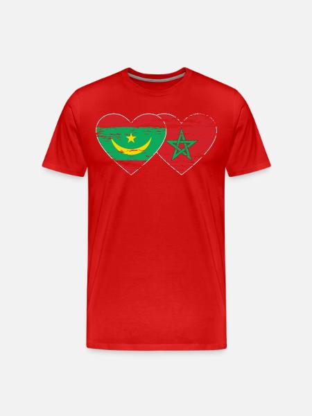 Mauritanie Maroc Drapeau Coeur utilisé - T-shirt bio Premium Homme - rouge