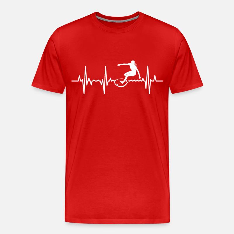 Surferin Herzschlag - Männer Premium Bio T-Shirt - Rot