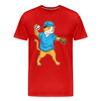 Sports de gants de baseball de baseball Cat - T-shirt bio Premium Homme - rouge - Devant - Damien (186cm)
