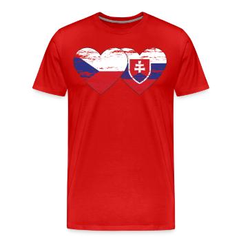Tschechien Slowakei Flagge Herz used - Männer Premium Bio T-Shirt - Rot - Vorne - Damien (186cm)