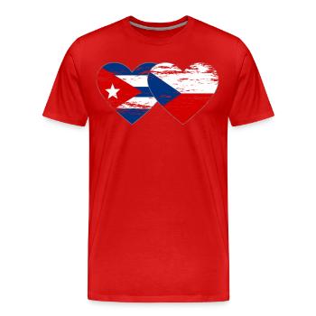 Kuba Tschechien Flagge Herz used - Männer Premium Bio T-Shirt - Rot - Vorne - Damien (186cm)