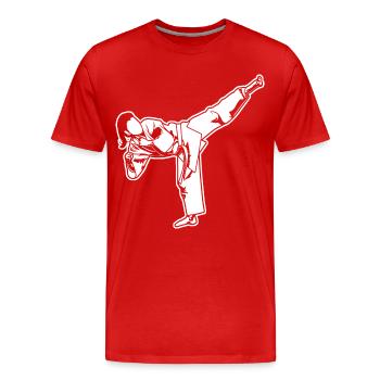 Female Karateka - Men's Premium Organic T-Shirt - red - Front - Damien (186cm)