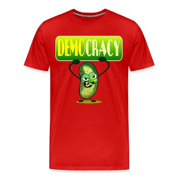 DÉMOCRATIE - CORNICHONS CONCOMBRE - T-shirt bio Premium Homme - rouge - Devant - Damien (186cm)