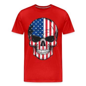 Skull - US Flagge - Männer Premium Bio T-Shirt - Rot - Vorne - Damien (186cm)