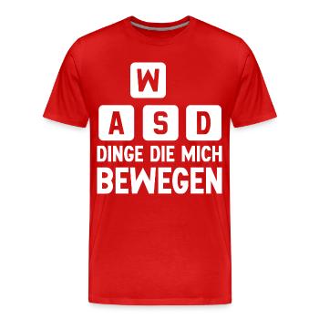 WASD - Dinge die mich bewegen - Männer Premium Bio T-Shirt - Rot - Vorne - Damien (186cm)