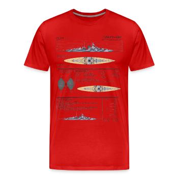 Cuirassé Tirpitz - Kriegsmarine Allemand - T-shirt bio Premium Homme - rouge - Devant - Damien (186cm)