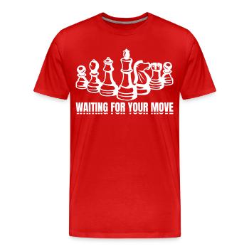 Warte auf Deinen Zug - Männer Premium Bio T-Shirt - Rot - Vorne - Damien (186cm)