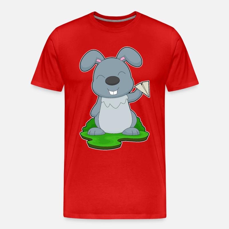 Hase Papierflugzeug - Männer Premium Bio T-Shirt - Rot