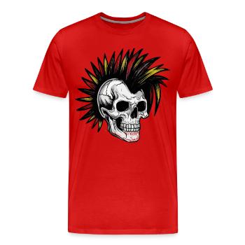 Irokese Deutschland Punker Fussballfan Skull - Männer Premium Bio T-Shirt - Rot - Vorne - Damien (186cm)