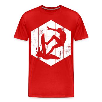 Wellenreiter Skizze - Männer Premium Bio T-Shirt - Rot - Vorne - Damien (186cm)