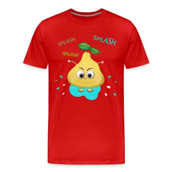 Lustige gelbe Birne - Männer Premium Bio T-Shirt - Rot - Vorne - Damien (186cm)