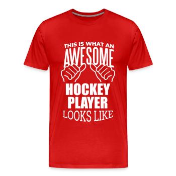 Hockey - Männer Premium Bio T-Shirt - Rot - Vorne - Damien (186cm)