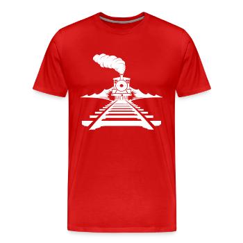 Railway Drawing - Men's Premium Organic T-Shirt - red - Front - Damien (186cm)