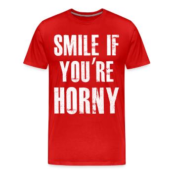 smile if you're horny - Men's Premium Organic T-Shirt - red - Front - Damien (186cm)
