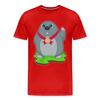 Maulwurf Medaille - Männer Premium Bio T-Shirt - Rot - Vorne - Damien (186cm)