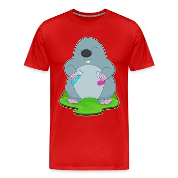 Laboratoire de tubes à essai de science taupe - T-shirt bio Premium Homme - rouge - Devant - Damien (186cm)