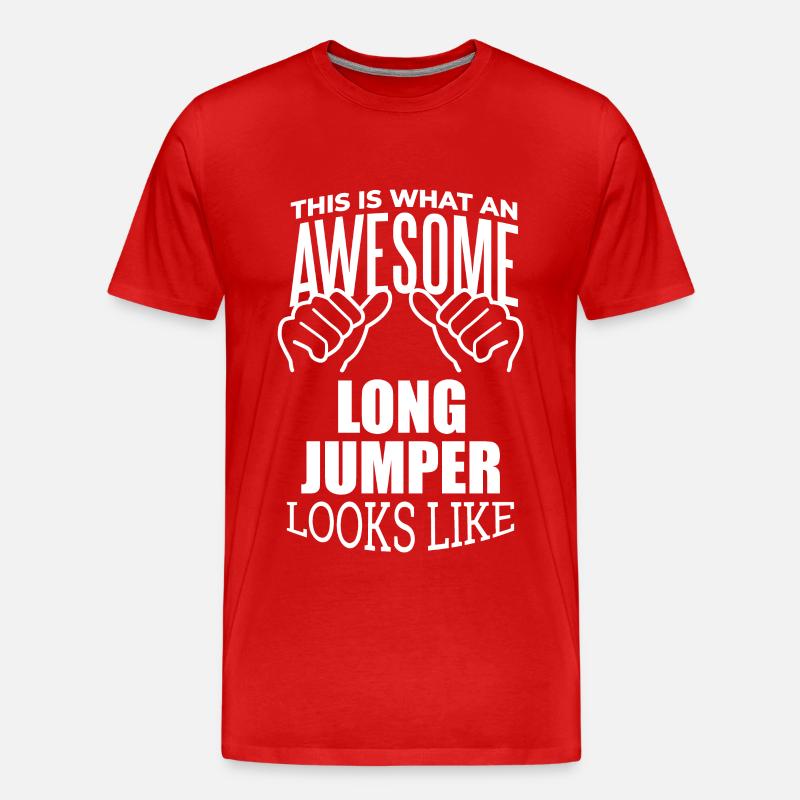 Weitsprung - Männer Premium Bio T-Shirt - Rot