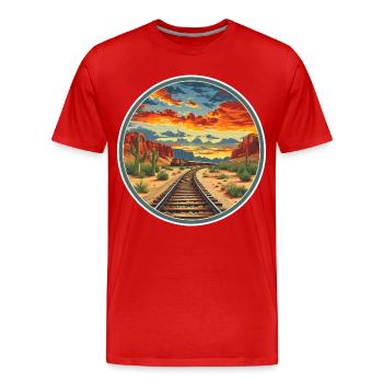 Chemin de fer - T-shirt bio Premium Homme - rouge - Devant - Damien (186cm)