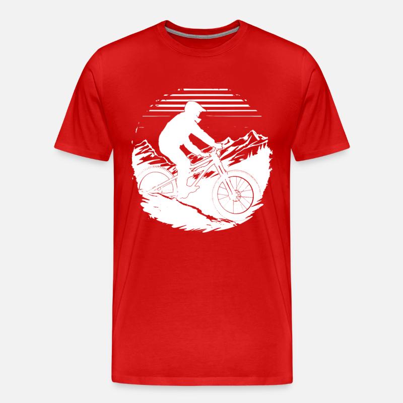 Mountainbiker Zeichnung - Männer Premium Bio T-Shirt - Rot