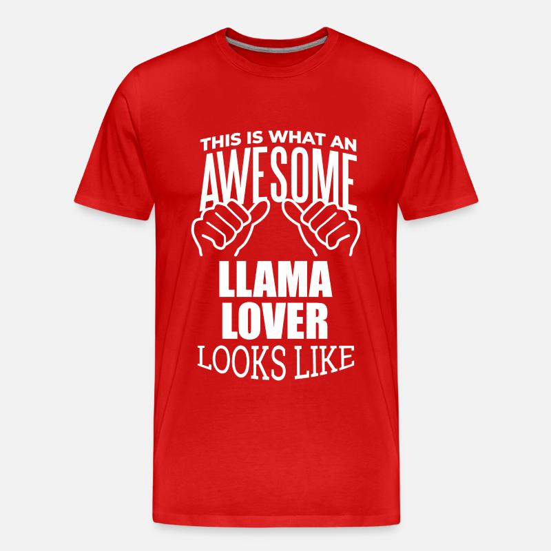 Lama - Männer Premium Bio T-Shirt - Rot
