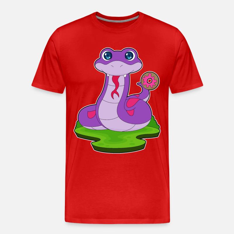 Schlange Donut - Männer Premium Bio T-Shirt - Rot