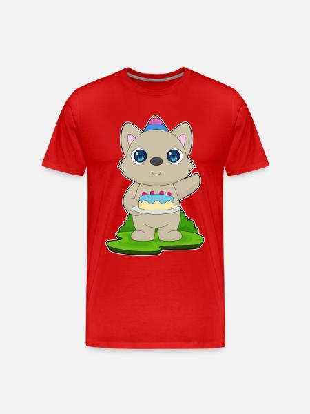Cat Birthday Cake - Men's Premium Organic T-Shirt - red