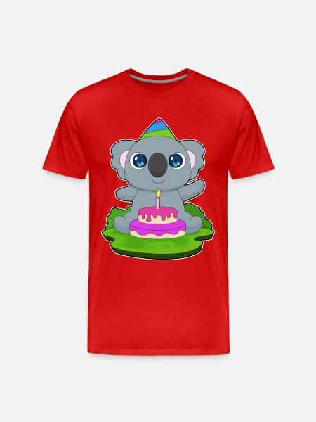 Gâteau d’anniversaire Koala - T-shirt bio Premium Homme - rouge