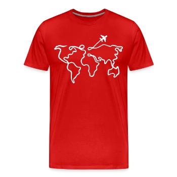 Voyage autour du monde - T-shirt bio Premium Homme - rouge - Devant - Damien (186cm)