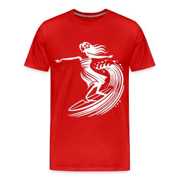 Surfen Hula Mädchen Hawaii Vintage Surf Kunst - Männer Premium Bio T-Shirt - Rot - Vorne - Damien (186cm)