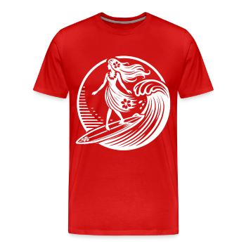 Plage florale vintage de Surf Girl hawaïenne - T-shirt bio Premium Homme - rouge - Devant - Damien (186cm)