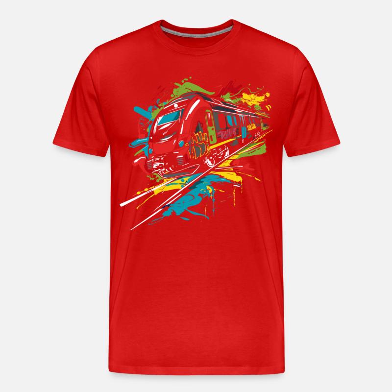 Graffiti Eisenbahn - Männer Premium Bio T-Shirt - Rot