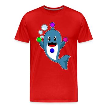 Jongleur dauphin jonglant - T-shirt bio Premium Homme - rouge - Devant - Damien (186cm)