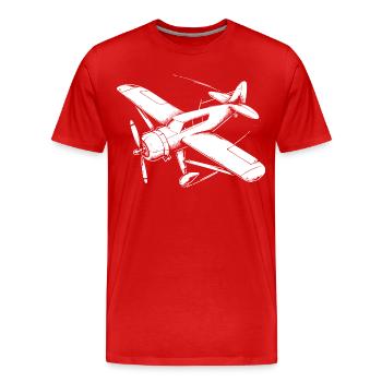 Propellerflugzeug Zeichnung - Männer Premium Bio T-Shirt - Rot - Vorne - Damien (186cm)