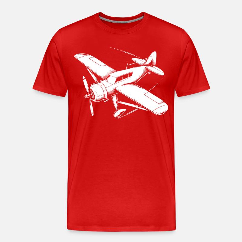 Propellerflugzeug Zeichnung - Männer Premium Bio T-Shirt - Rot