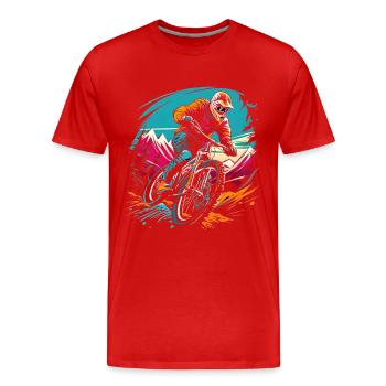 Mountain biking - Men's Premium Organic T-Shirt - red - Front - Damien (186cm)