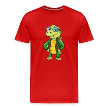 Schildkröte Lustige Cartoon Kawaii Jacke Sonnenbrille - Männer Premium Bio T-Shirt - Rot - Vorne - Damien (186cm)