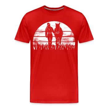 Pferd Mädchen - Männer Premium Bio T-Shirt - Rot - Vorne - Damien (186cm)