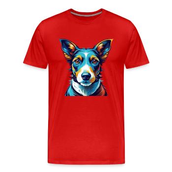 Glatter Foxterrier Hunderasse Karikatur Kawaii - Männer Premium Bio T-Shirt - Rot - Vorne - Damien (186cm)