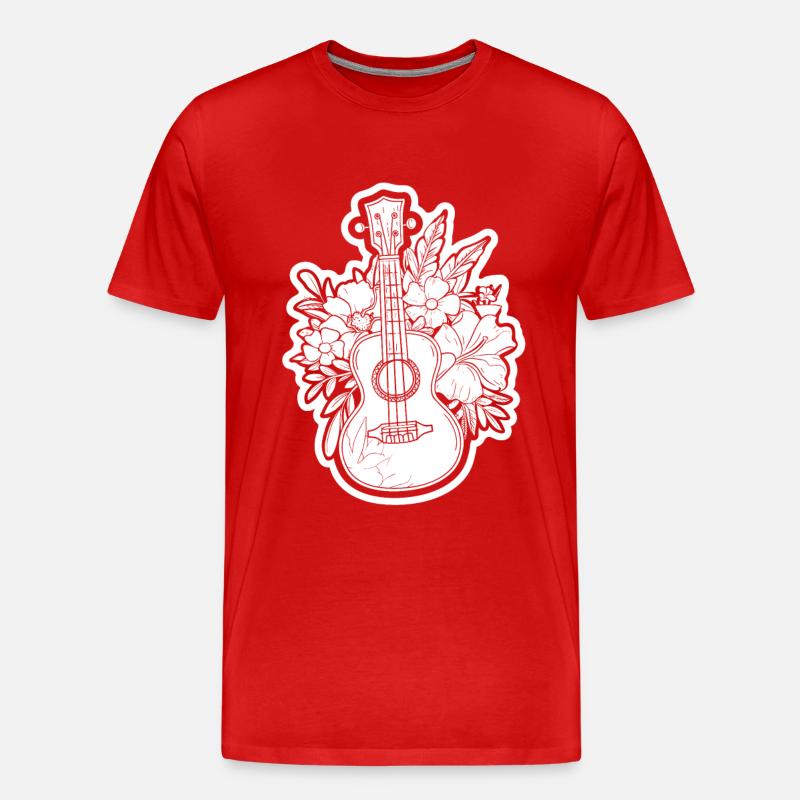 Ukulele Comic Look - Männer Premium Bio T-Shirt - Rot