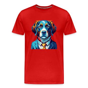 Braque Saint Germain Chien Race Dessin Animé Kawaii - T-shirt bio Premium Homme - rouge - Devant - Damien (186cm)