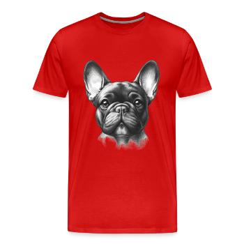 Adorable visage de Frenchie - T-shirt bio Premium Homme - rouge - Devant - Damien (186cm)