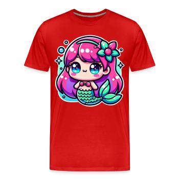 Sirène - T-shirt bio Premium Homme - rouge - Devant - Damien (186cm)
