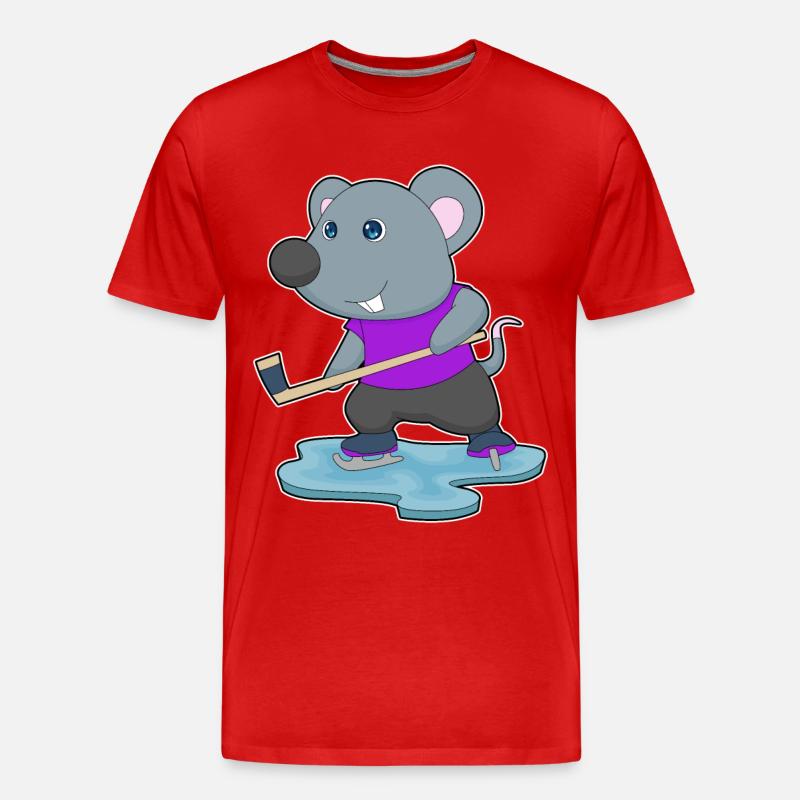 Maus Eishockey Eishockeyschläger - Männer Premium Bio T-Shirt - Rot