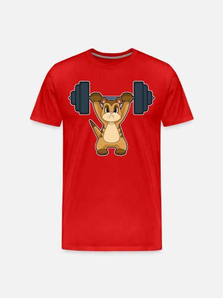 Meerkat Bodybuilder Barbell Bodybuilding - Men's Premium Organic T-Shirt - red