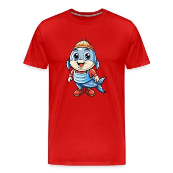 Hareng Mignon Personnage De Dessin Animé Kawaii Clipart - T-shirt bio Premium Homme - rouge - Devant - Damien (186cm)