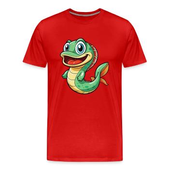 Anguille Mignon Dessin Animé Personnage Kawaii Clipart - T-shirt bio Premium Homme - rouge - Devant - Damien (186cm)