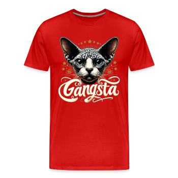 Cornish Rex Gangsta Hip Hop Chat Cadeau - T-shirt bio Premium Homme - rouge - Devant - Damien (186cm)
