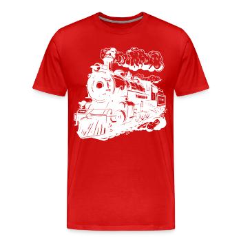 Locomotive Graphics - Men's Premium Organic T-Shirt - red - Front - Damien (186cm)
