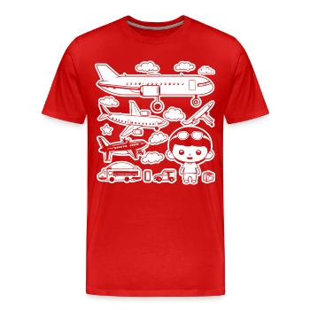 Flugzeuge Cartoon Stil - Männer Premium Bio T-Shirt - Rot - Vorne - Damien (186cm)